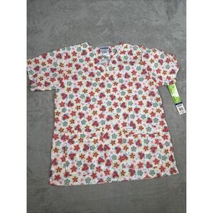 Landau Women's Medical Scrub Strawberries And Flowers Design Size Medium NWT